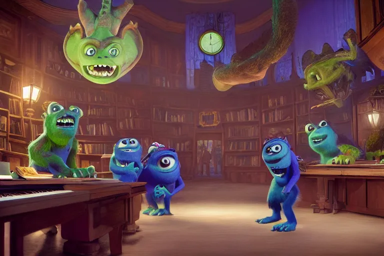 Prompt: the most amazing dream you ever had about monster university, hyper realistic, ambient lighting, concept art, intricate, hyper detailed, smooth, volumetric lighting, octane