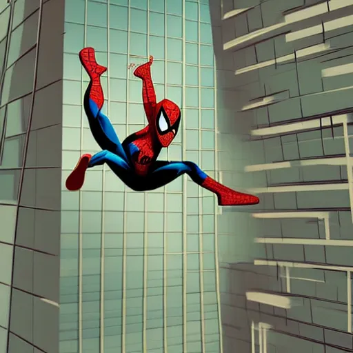 Image similar to spectacular spider man on vertical wall, chromatic aberration, medium level shot, illustration, concept art,