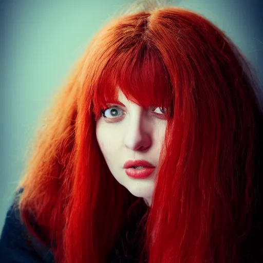 Image similar to portrait polina kouklina with red hair, high detail, dramatic light