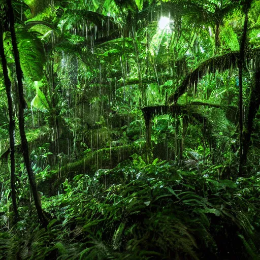 Prompt: underground rain forest