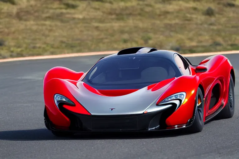 Prompt: 1970s McLaren P1 racing a Tesla cyber truck on the California Ochoa