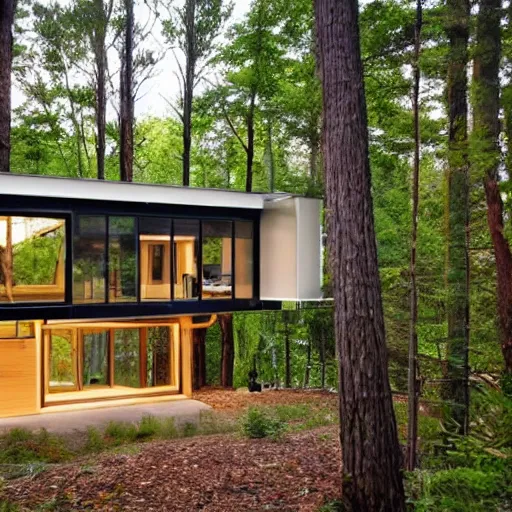 Image similar to a modern ecofriendly house in the woods