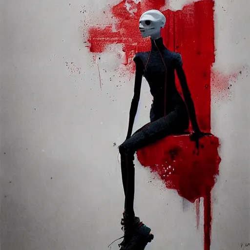 Image similar to pelham puppet behind red curtains, by Conrad Roset and Brooke Shaden and Nicola Samuri , medium shot, rule of thirds, seductive look, beautiful, intricate, dystopian, sci-fi, extremely detailed, digital painting, artstation, concept art, smooth, sharp focus, intimidating lighting, incredible art, details visible, very dark ambiance