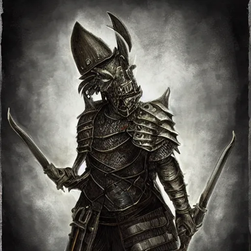 Image similar to three - ply portrait death dog dark souls in armor made of polished dragon bones looks relaxed, quantum physics, victorian era