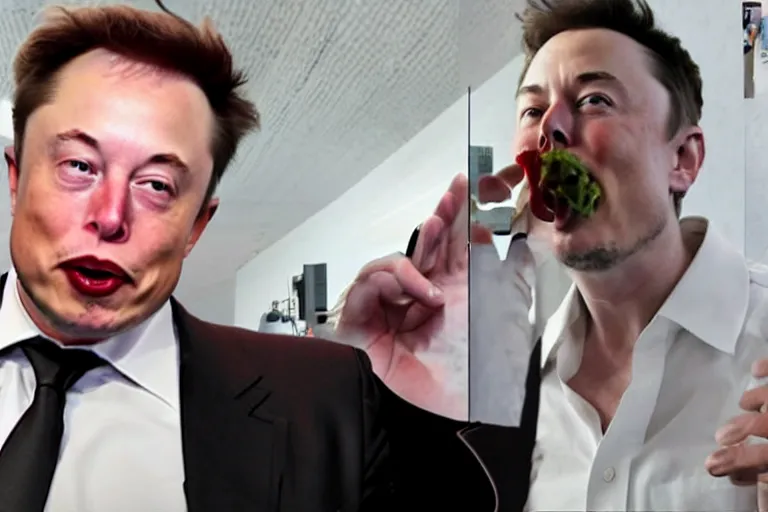 Image similar to CCTV Footage elon musk eating dirt