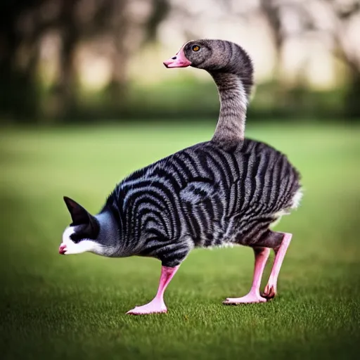 Image similar to a goose - cat - hybrid, animal photography