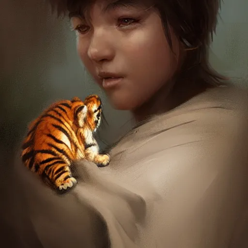 Prompt: a award winnimg commission portrait of a anthro tiger carrying a small cute bunny,digital art,art by greg rutkowski,character design by charles bowater,professional character design,ross tran,artstation,deviantart,photorealistic,detailed face,hyperdetailed,4k
