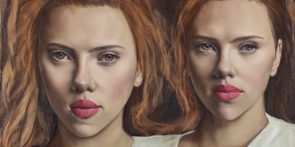 Prompt: Scarlett Johansson in a painting by Vanessa Beecroft