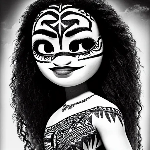 Image similar to Moana as the lead singer of a black metal band. HQ, 4k