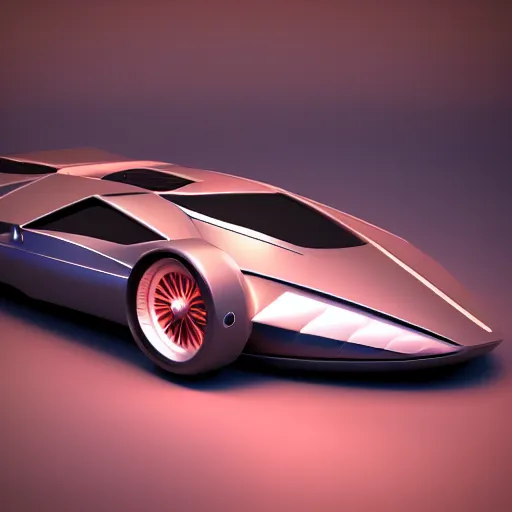 Image similar to futuristic space ship inspired by vintage supercars, full shot, centered, symmetry, symmetrical, JC park, Kezrek, Vincent Maréchal, Nicolas Bouvier, cinematic, photograph, hard surface modeling, shiny surface, glossy