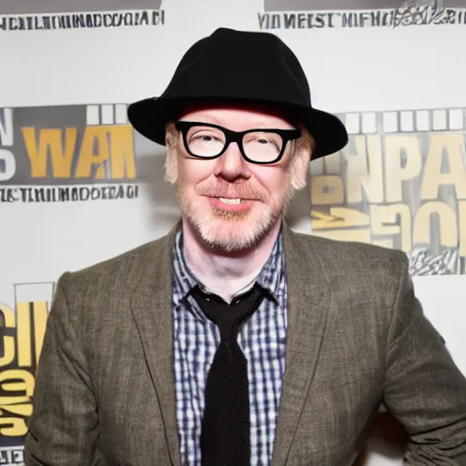 Image similar to adam savage in a fancy suit by a upscale party