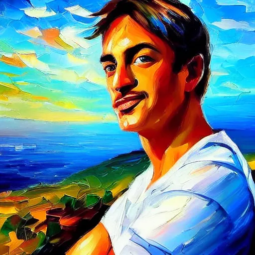 Image similar to a portrait of a character in a scenic environment by Afremov, Leonid