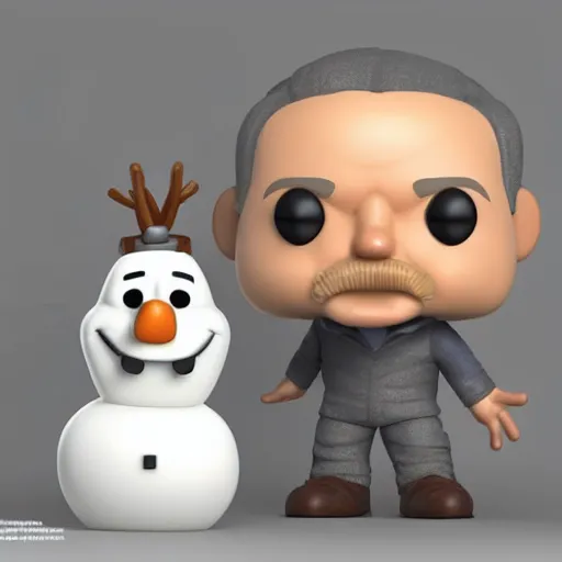 Image similar to full body 3d render of olaf scholz as a funko pop, studio lighting, white background, blender, trending on artstation, 8k, highly detailed