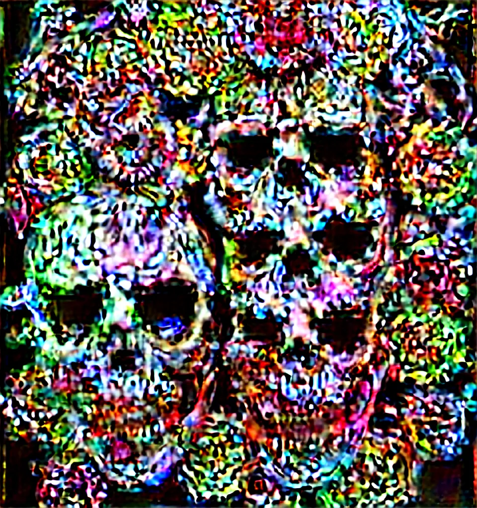 Image similar to zombie, punk rock, young male, death mask, grotesquerie, grotto, multicolored faces, fruit and flowers, gemstones for eyes, botanical, vanitas, sculptural, baroque, rococo, intricate detail, spiral, ornamental, kaleidoscopic, soft, elegant, beautiful