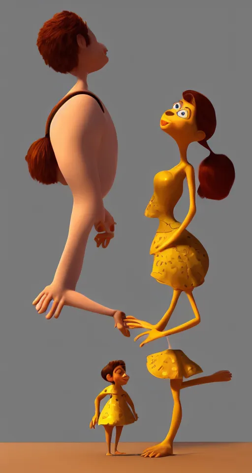 Image similar to loving couple, other dimension, golden ratio, pixar style, rendering, 4 k