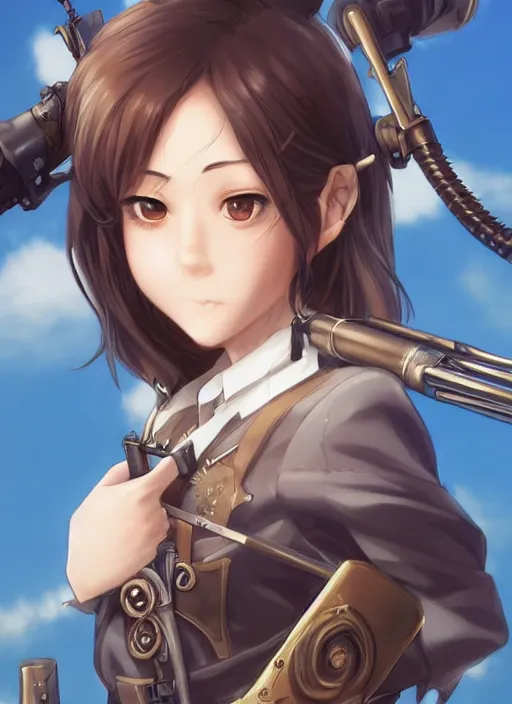 girl with steampunk weapons and uniform, serious, | Stable Diffusion |  OpenArt