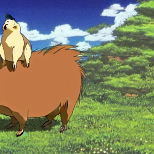 Image similar to beautiful Studio Ghibli movie about a capybara, award-winning