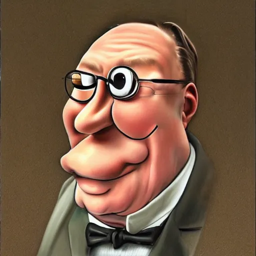 Image similar to peter griffin, hyperrealism, in the style of dali