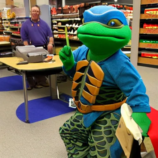 Image similar to Meeting an extraordinary NINJA TURTLE in the backroom of Sears