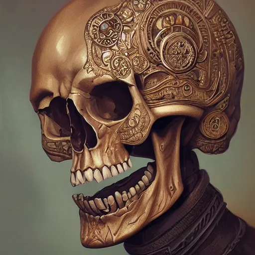 Image similar to portrait of an ancient astronaut, skull, intricate, detailed, ornate, by Mandy Jurgens