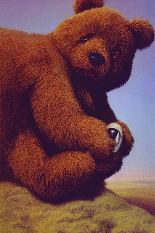 Image similar to official presidential portrait of a teddy bear, from the terrifying and incomprehensible america, body horror, by gerard brom, zdzisław beksinski and ansel adams