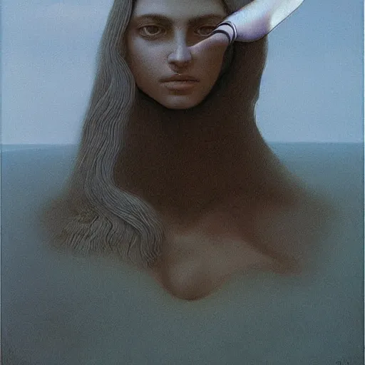 Image similar to kat Upton by Zdzisław Beksiński,