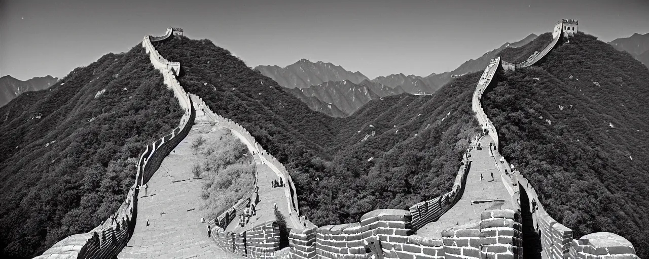 Prompt: mounds of spaghetti at the great wall of china, fine detail, canon 5 0 mm, in the style of ansel adams, kodachrome, retro