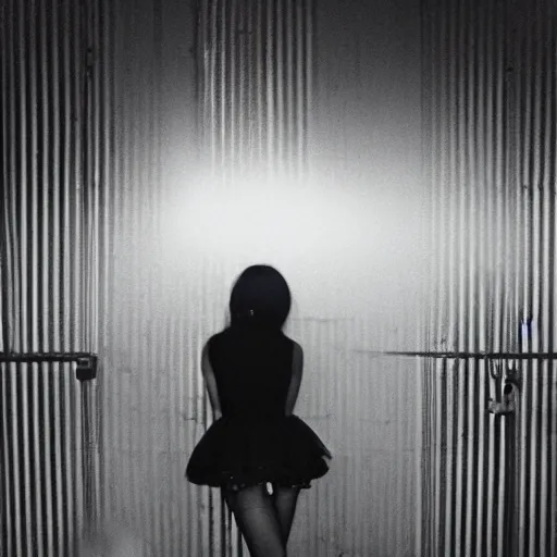 Image similar to foggy neon night, sayaka isoyama leaning back against a wall in a black minidress smoking a cigarette outside a neon lit entrance, 1 9 7 0 s, intricate, moody, tasteful, intimate, highly detailed, short focus depth, artgerm, daido moriyama