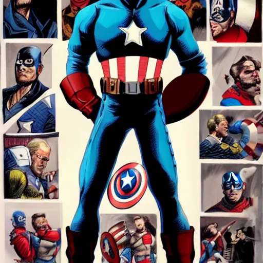 Prompt: Captain America character design in the style of a Alex Ross painting