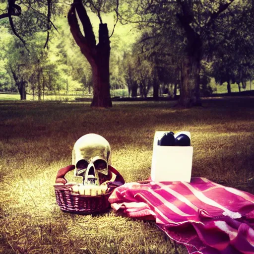 Image similar to death and life having a picnic at the park