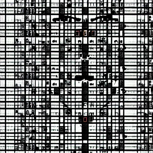Prompt: evil skull made out of binary code, on computer screen, old computer