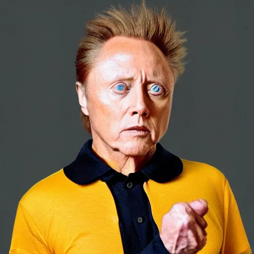 Prompt: portrait, solo, super saiyan christopher walken wearing turtle school uniform