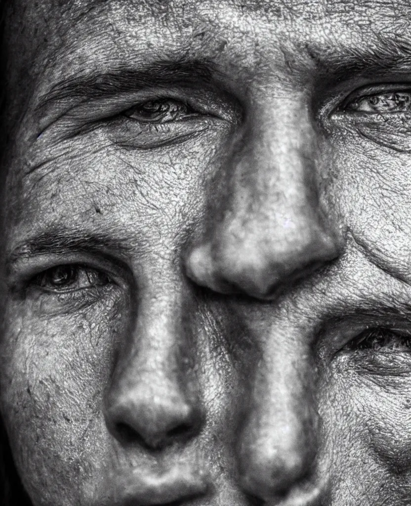 Prompt: close up of a human face, photograph, extremely detailed