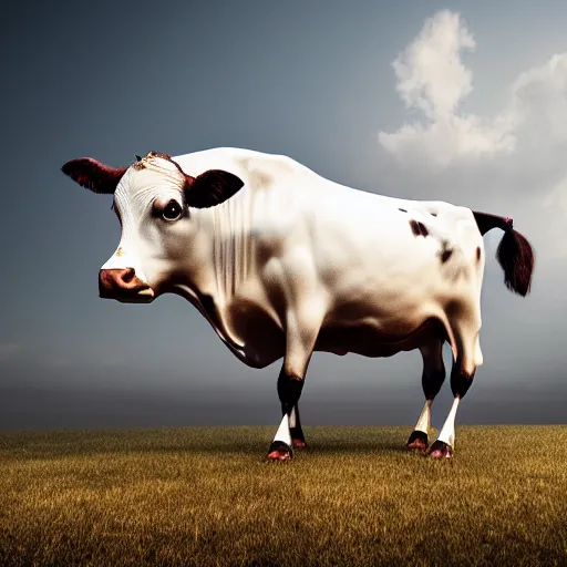 Image similar to portrait of a flying cow with wings, photorealistic, 4 k