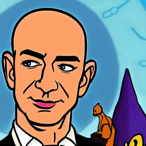 Image similar to jeff bezos as a scooby doo villain, cartoon