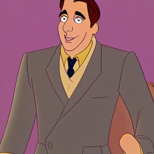 Image similar to steve carell in anastasia, don bluth animation, film still