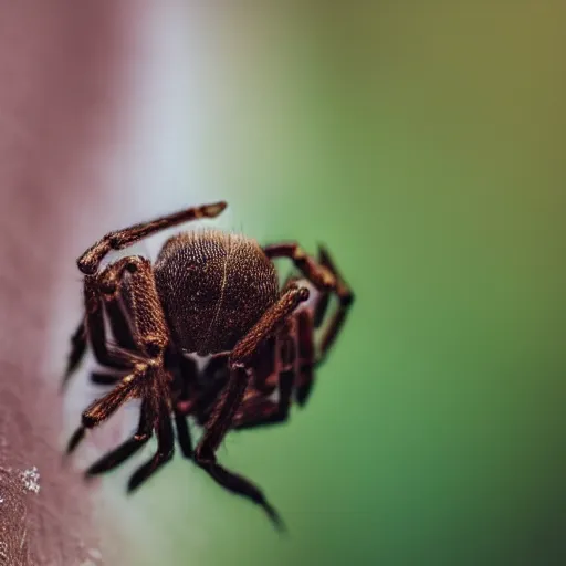 Image similar to detailed photograph of a chocolate ice cream cone becoming a hairy brown recluse spider body at the bottom. dramatic, golden light. realistic photograph. delicious. hairy. chocolatey. spidery.