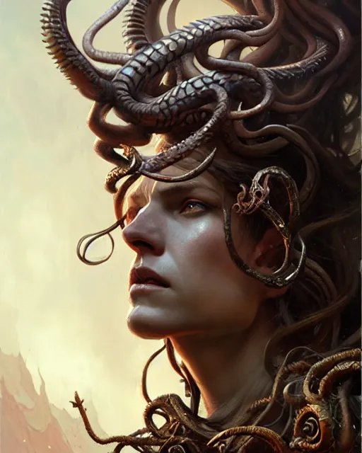 Image similar to fierce medusa, fantasy character portrait, ultra realistic, concept art, intricate details, highly detailed by greg rutkowski, gaston bussiere, craig mullins, simon bisley