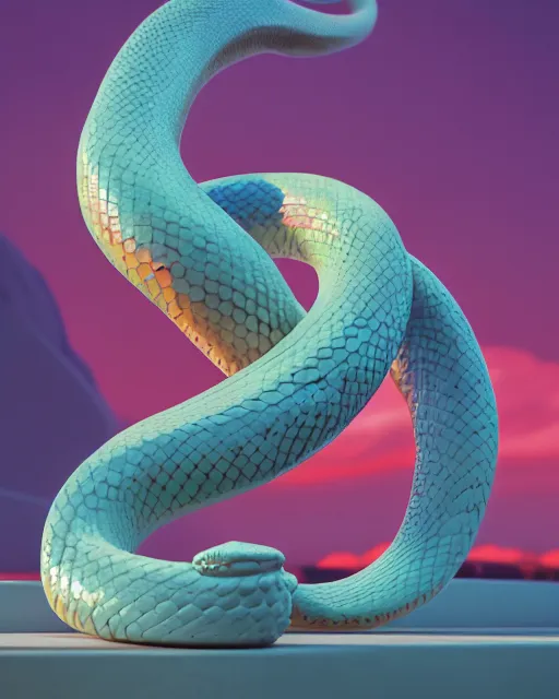 Prompt: soft greek sculpture of a snake painted by james jean in pastel colors. artwork and beeple and dan mumford and greg rutkowski and nekroxiii. halo. octane render, cinematic, hyper realism, octane render, 8k, depth of field, bokeh. iridescent accents. vibrant.