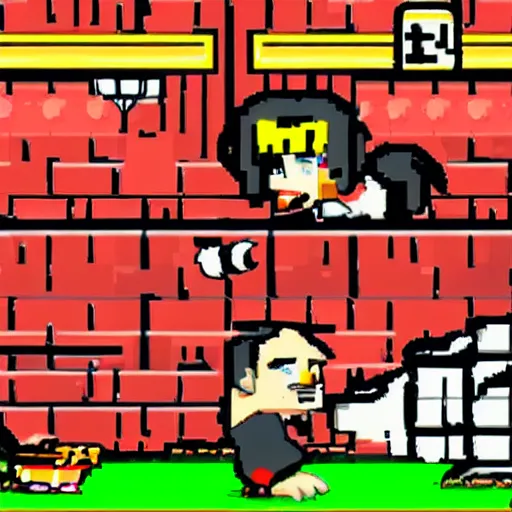 Image similar to quentin tarantino in the video game little fighters 2