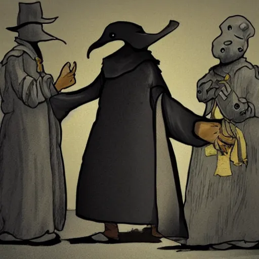 Prompt: The Plague goes East and The Plague Doctor follows