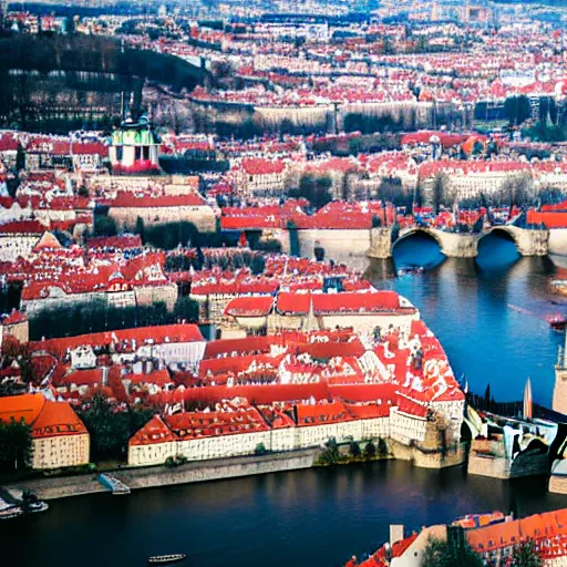 Prompt: Aerial photography of Prague