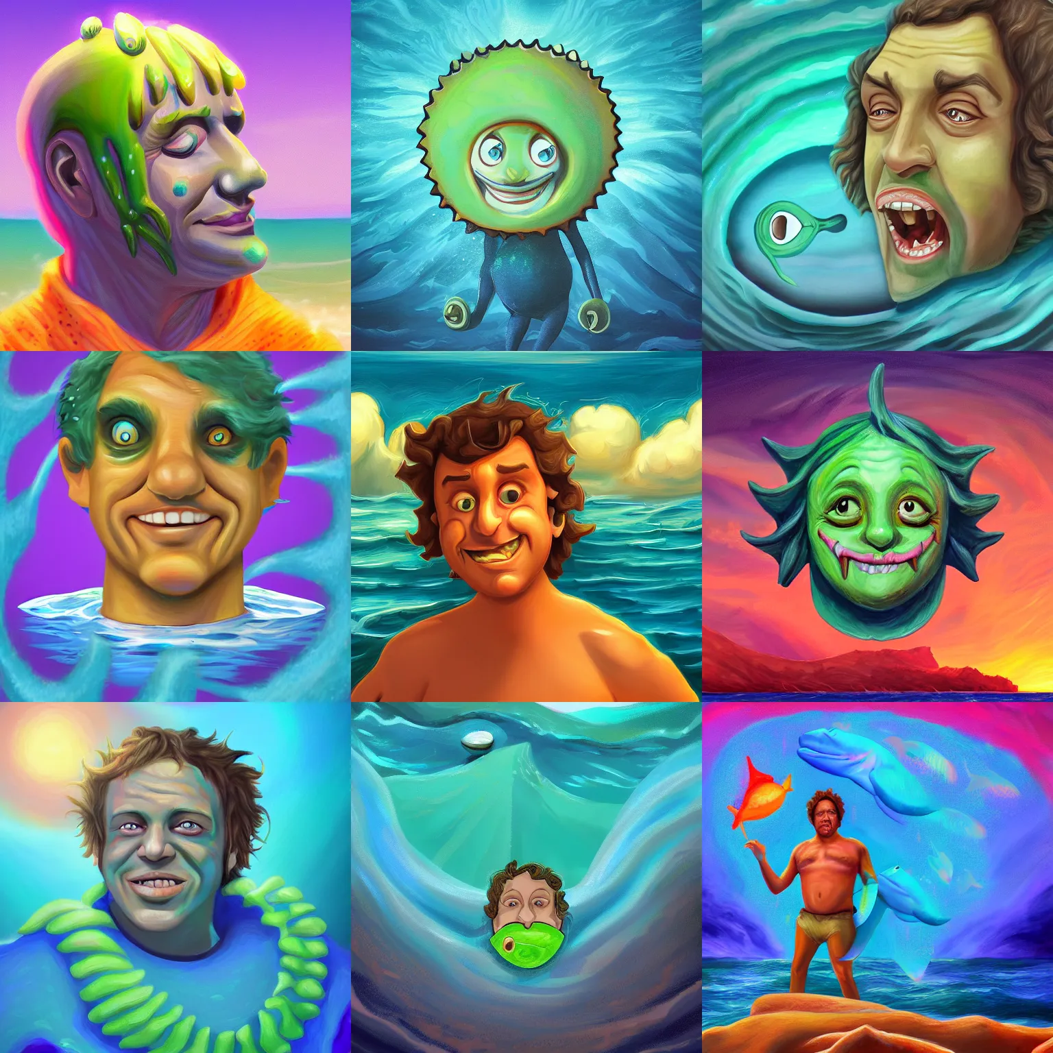 Prompt: ween ocean man tart art, digital painting, trending on artstation, 4 k