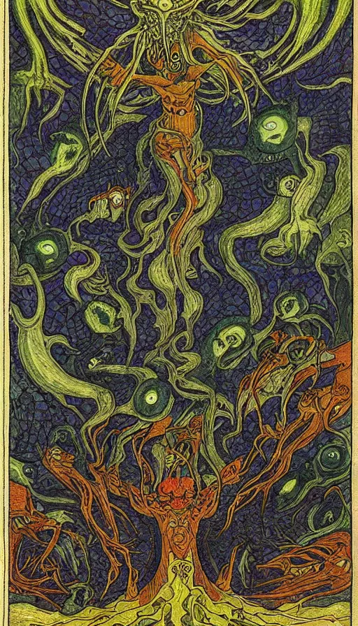 Image similar to a storm vortex made of many demonic eyes and teeth, by ivan bilibin,