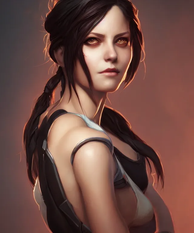 Prompt: chell from portal by charlie bowater and titian and artgerm, full body portrait, intricate, face, elegant, beautiful, highly detailed, dramatic lighting, sharp focus, trending on artstation, artstationhd, artstationhq, unreal engine, 4 k, 8 k