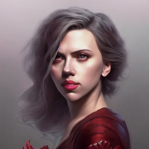 Prompt: detailed portrait of scarlett johansson as marceline, beautiful, fantasy, intricate, elegant, highly detailed, digital painting, artstation, concept art, matte, sharp focus, illustration, art by aenaluck, artgerm and roberto ferri and greg rutkowski, epic fantasy, digital painting