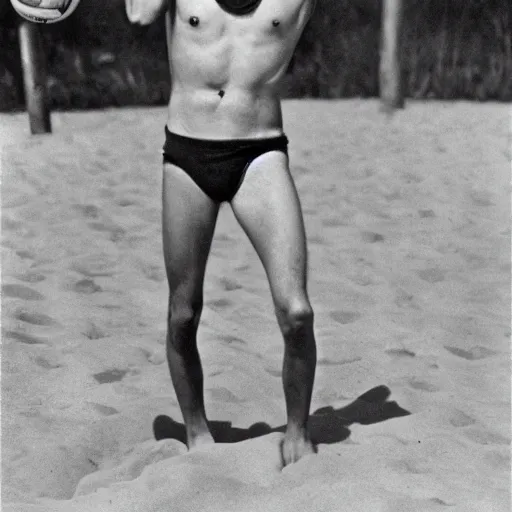 Image similar to count orlok in a swimsuit playing beach volleyball on a bright sunny day