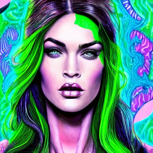 an extremely psychedelic portrait of megan fox as the | Stable ...