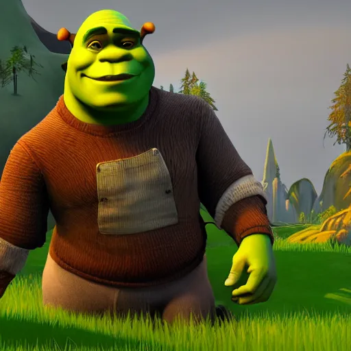 Prompt: shrek in the sims 4. intricate artwork by artstation. halo. octane render, cinematic, hyper realism, octane render, 8k, bokeh, dark, mist, illuminating fog, vibrant colors. scheme.