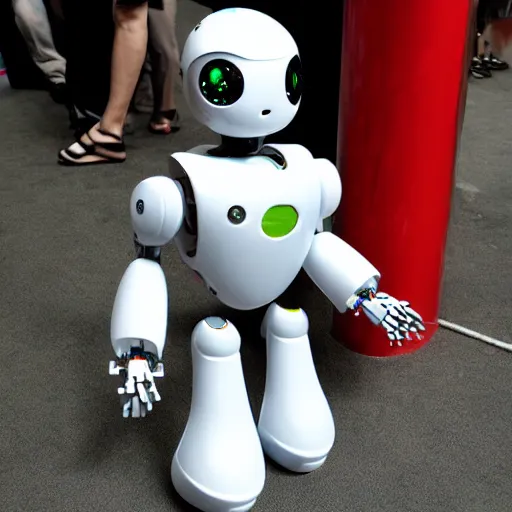 Image similar to !dream LOS ANGELES, CA JUNE 7 2024: Self-aware sentient robots convention. One of the cutest robots at the convention wants a hug.
